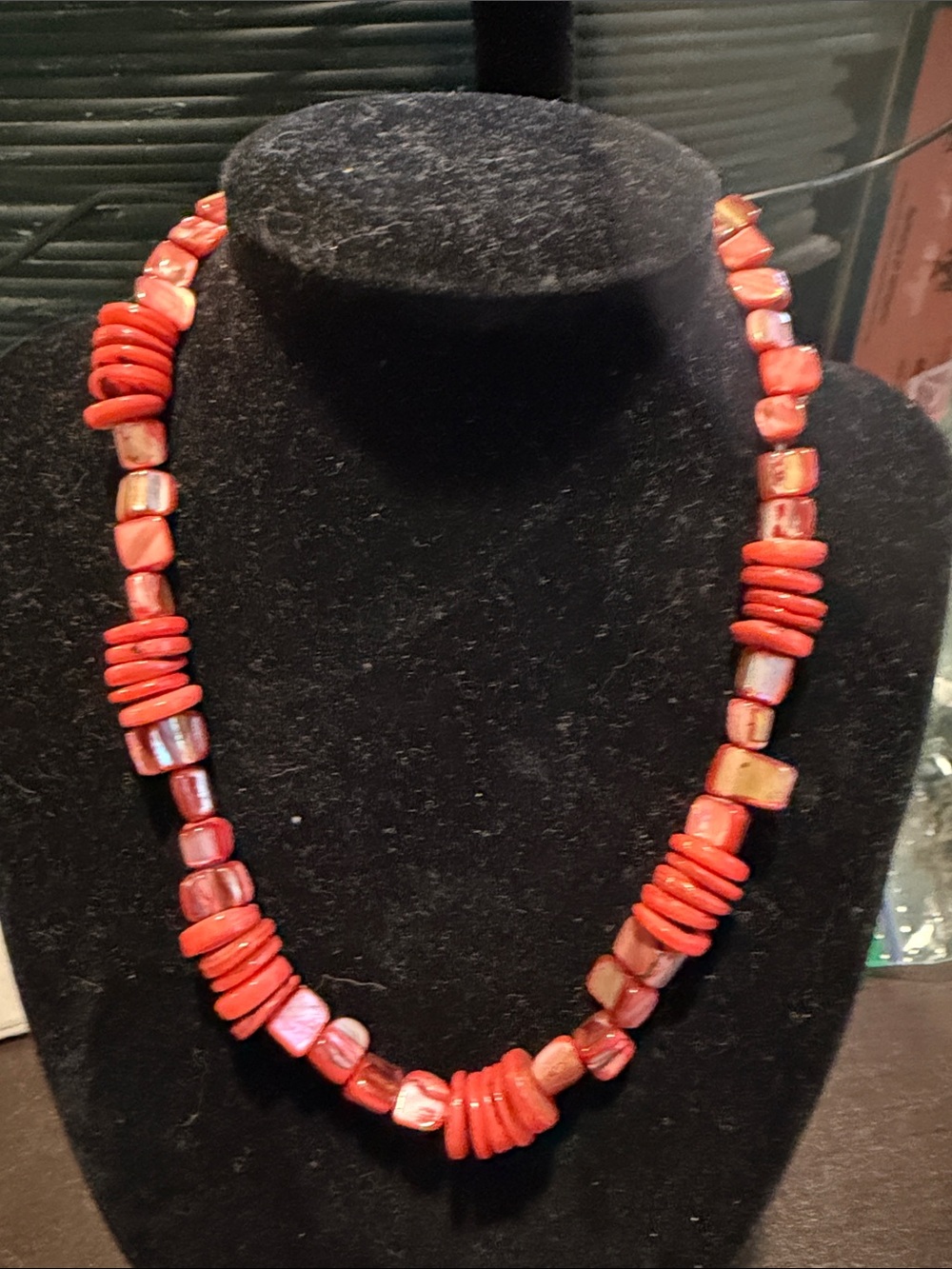 Red/Orange Beaded Women’s Necklace - Coral Style